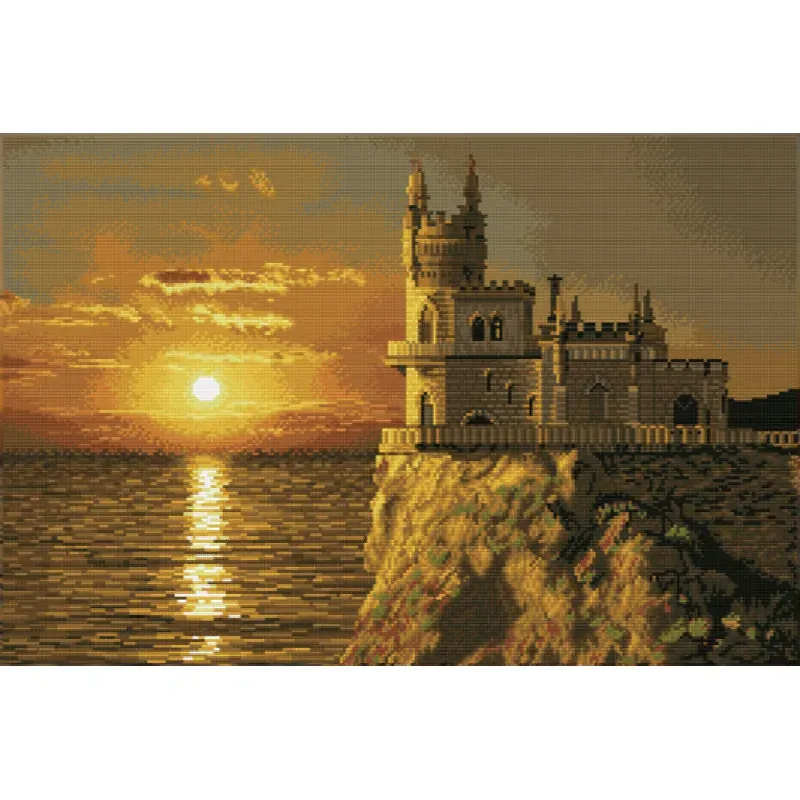 Kit broderie diamant château au crépuscule, 50 x 75 cm