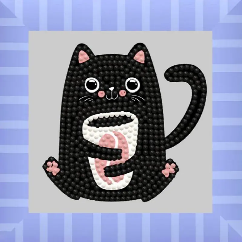 Kit broderie diamant chaton grain de café, 13 x 13 cm
