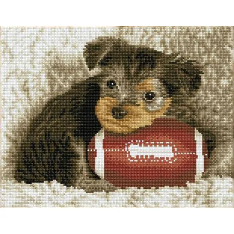 Kit broderie diamant chiot foot, carré 31 x 41 cm