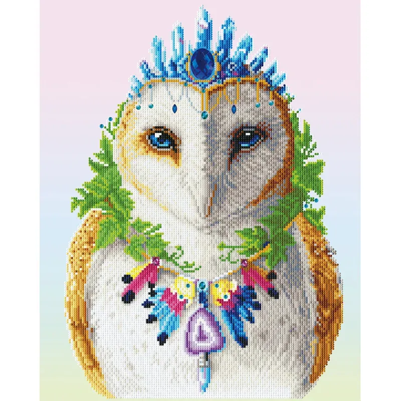 Kit broderie diamant chouette bohème, 51 x 41 cm