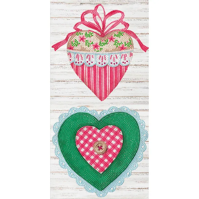 Kit broderie diamant cœurs country à accrocher