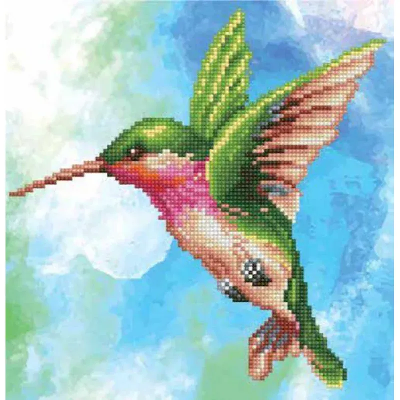 Kit broderie diamant colibri miniature, 28 x 29 cm