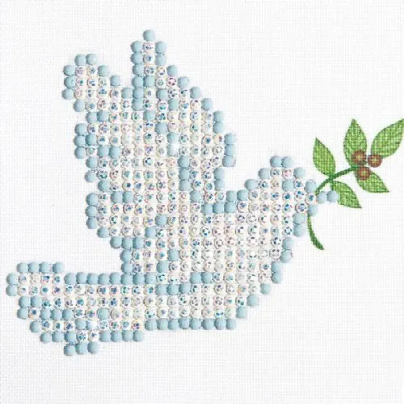 Kit broderie diamant colombe de la paix, 10 x 10 cm