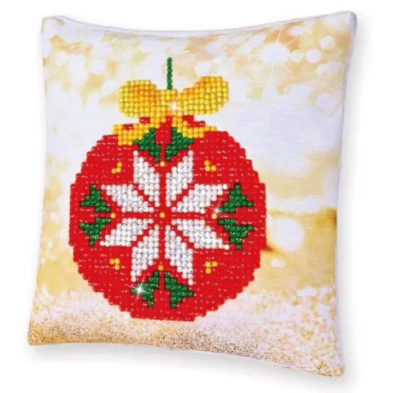 Kit broderie diamant coussin boule rouge de Noël