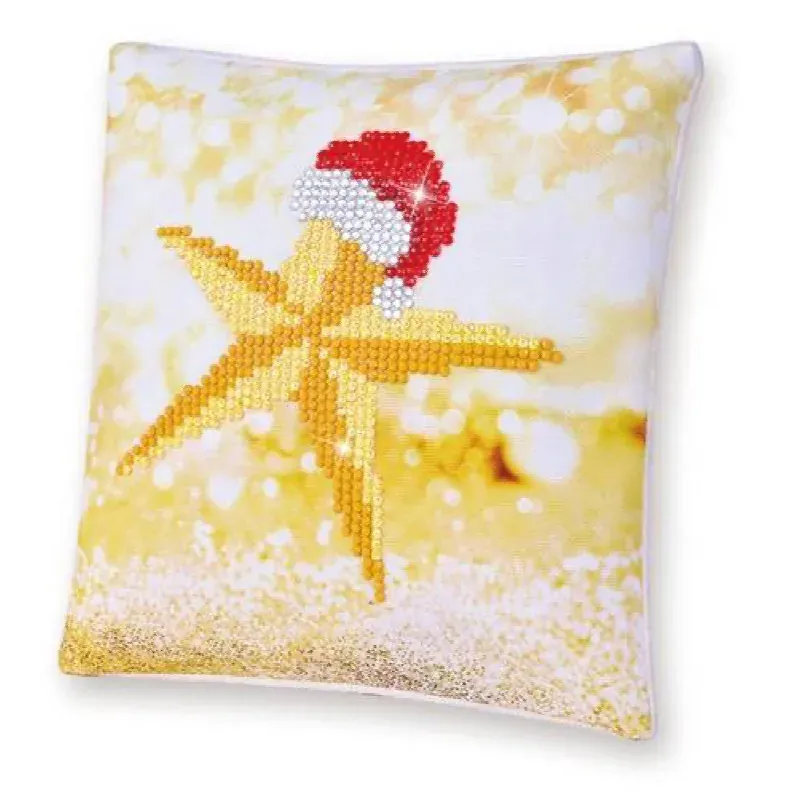 Kit broderie diamant coussin étoile de Noël, 18 x 18 cm