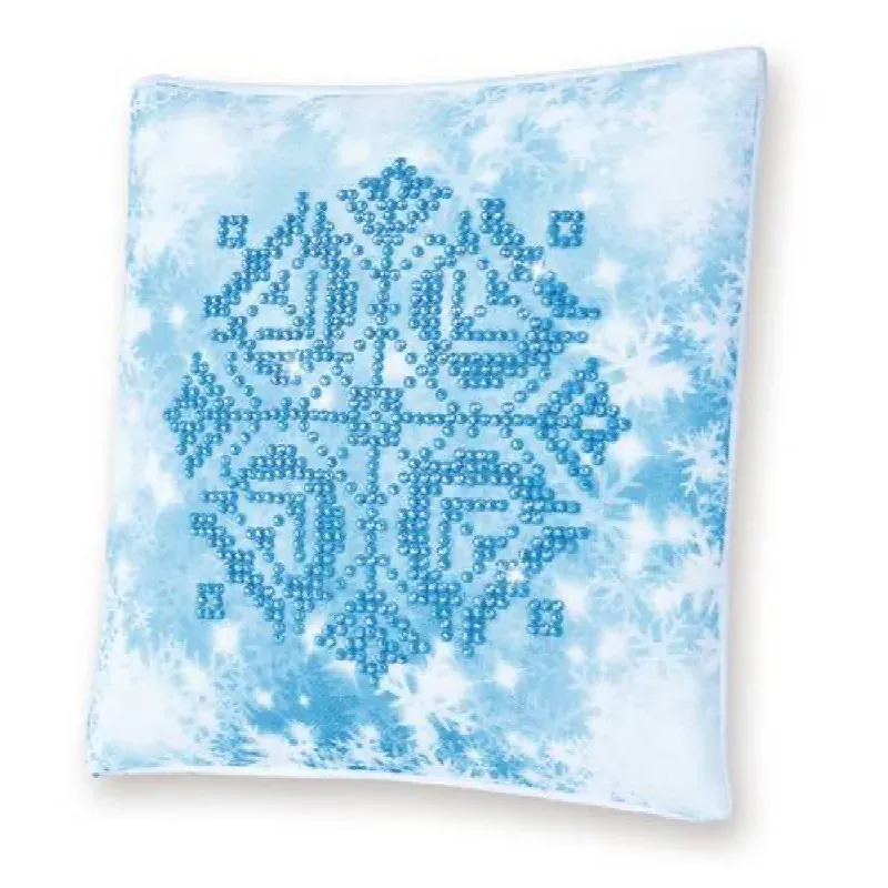 Kit broderie diamant coussin flocon de neige, 18 x 18 cm