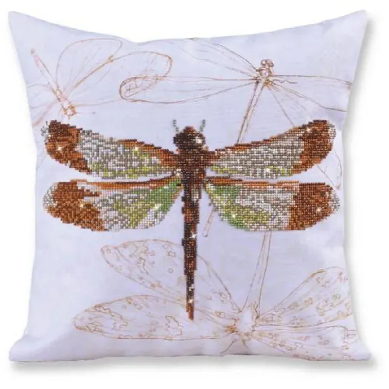 Kit broderie diamant coussin libellule, 45 x 45 cm