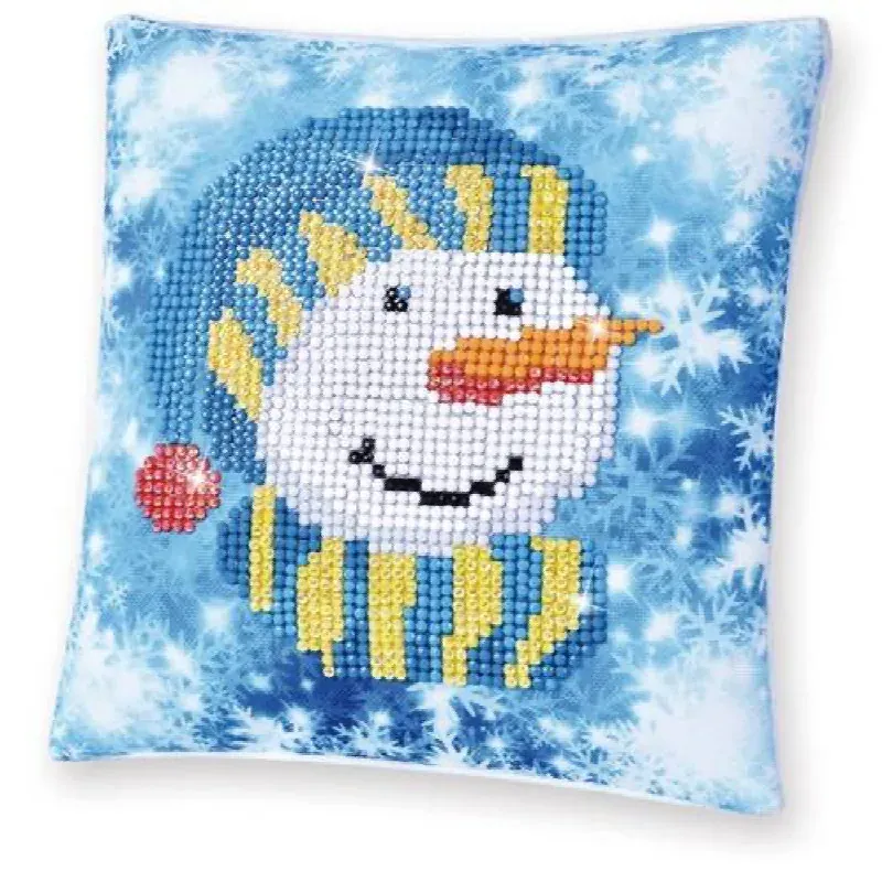Kit broderie diamant coussin Noël bonhomme de neige