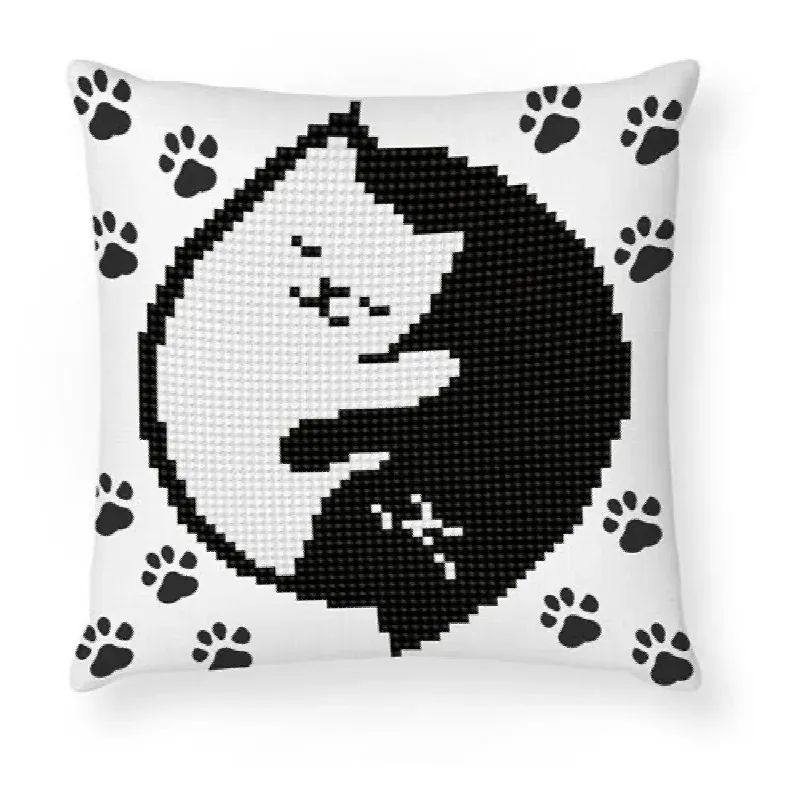 Kit broderie diamant coussin petit chat fluorescent