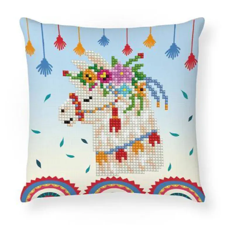 Kit broderie diamant coussin petit lama, 18 x 18 cm