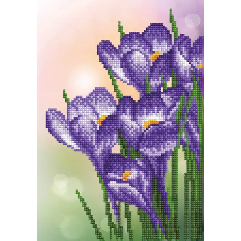 Kit broderie diamant crocus printanier, 32 x 22 cm
