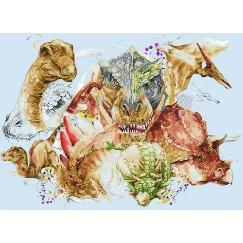 Kit broderie diamant dinosaures, 110 x 80 cm