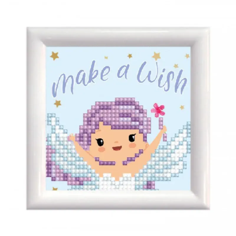 Kit broderie diamant Fais un vœu avec cadre, 10 x 10 cm