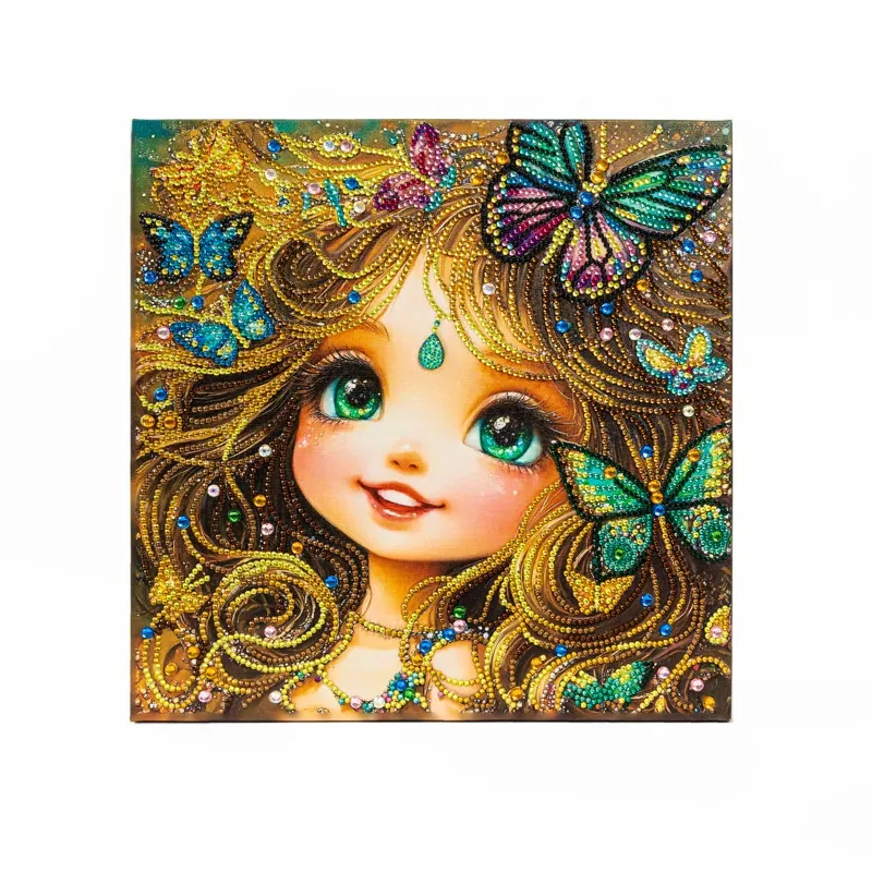 Kit broderie diamant fée dorée avec cadre, 30 x 30 cm