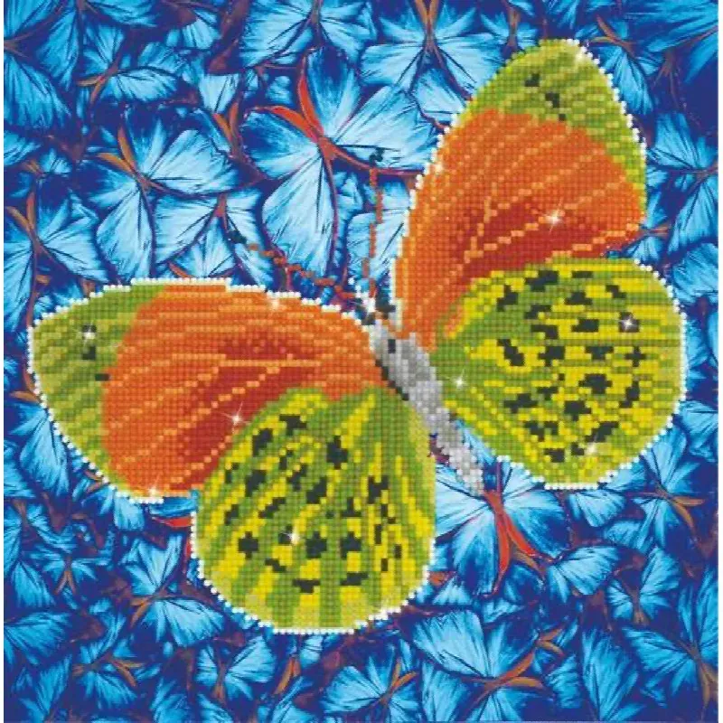 Kit broderie diamant fleurs et papillon, 30.5 cm