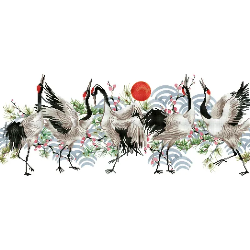 Kit broderie diamant grues Brolga, 77 x 32 cm