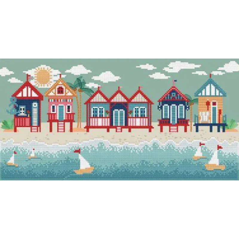 Kit broderie diamant jours heureux au bord de mer