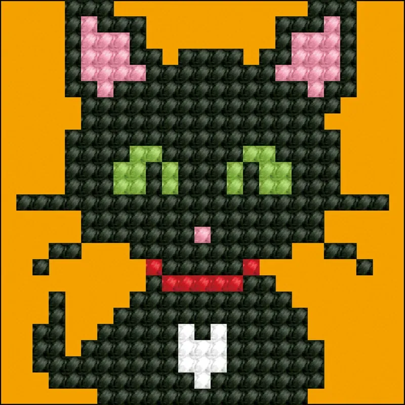 Kit broderie diamant le petit chat débutant, 7 x 7 cm