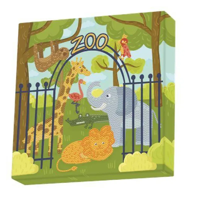 Kit broderie diamant le zoo sur boîte à accrocher