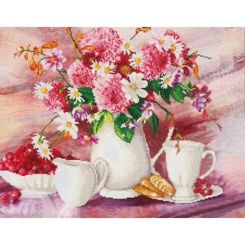 Kit broderie diamant l’heure du thé, 72 x 56 cm