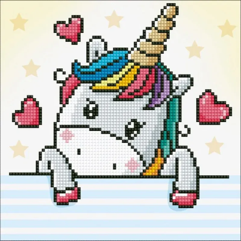 Kit broderie diamant licorne amoureuse, 23 x 23 cm