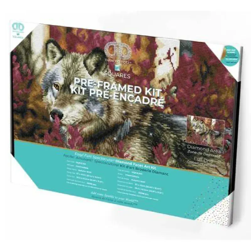 Kit broderie diamant loup d’automne pré-encadré