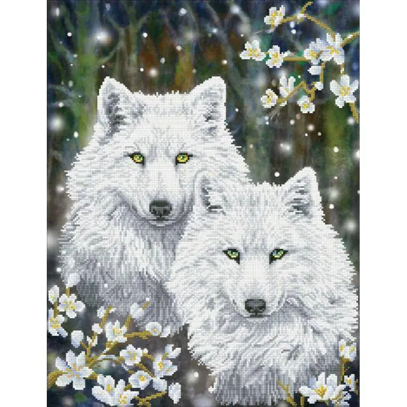 Kit broderie diamant loups de l’hiver, 51 x 66 cm