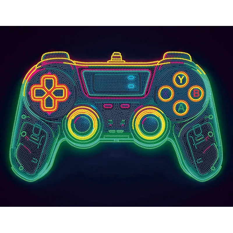 Kit broderie diamant manette gaming néon noir