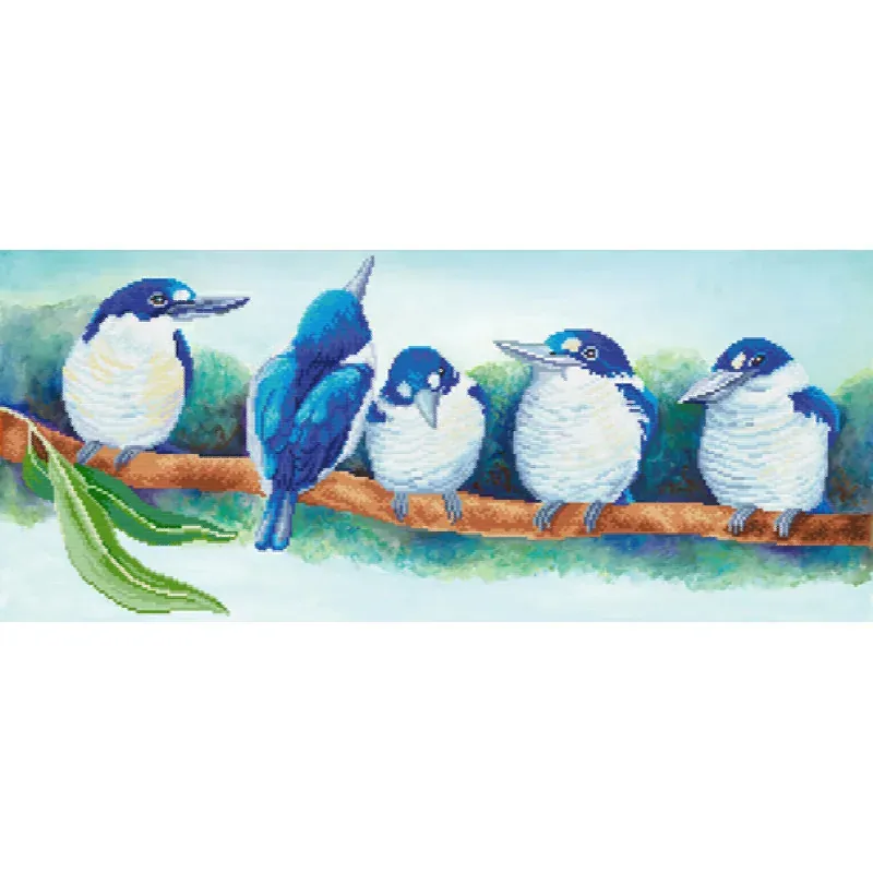 Kit broderie diamant martin-pêcheurs, 37 x 87 cm