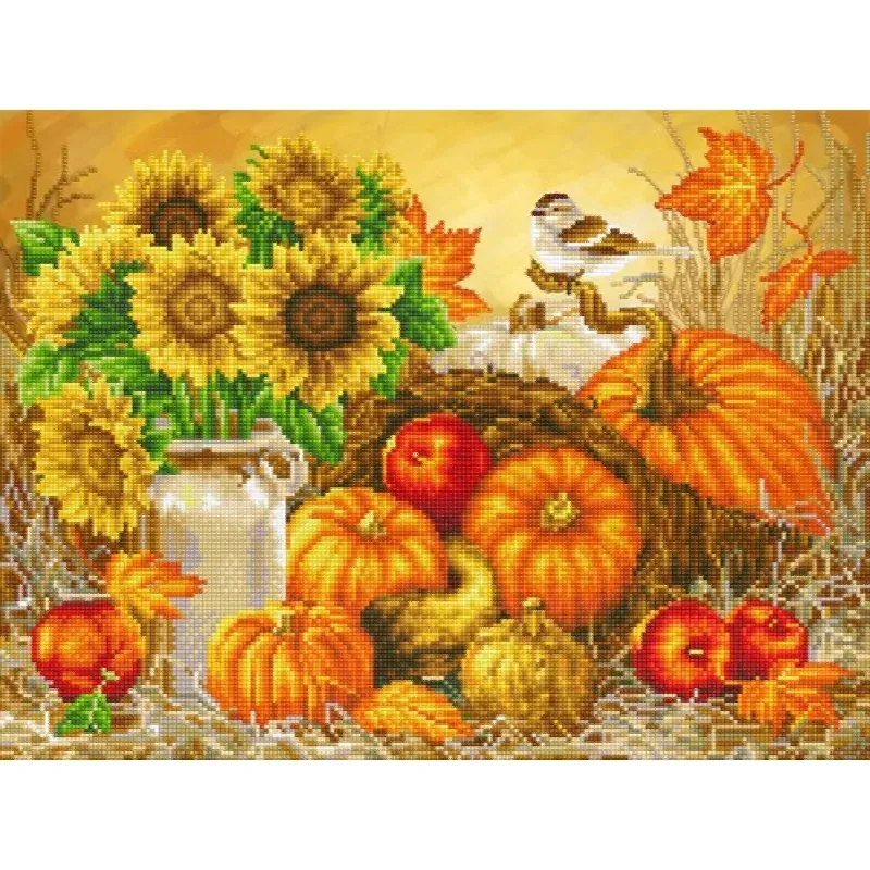 Kit broderie diamant moisson d'automne, 42 x 56 cm