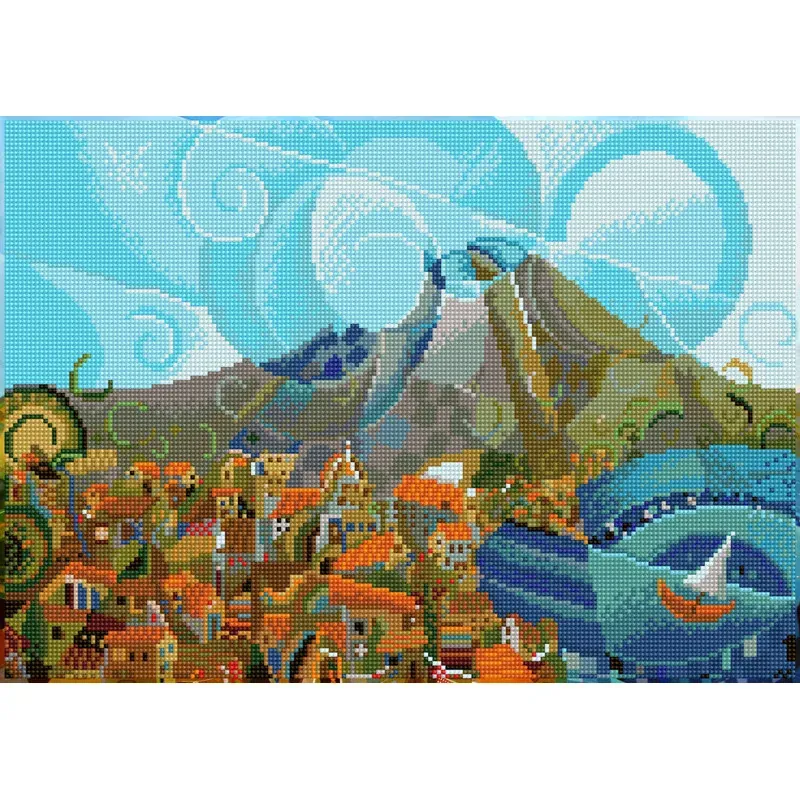 Kit broderie diamant Mont Vésuve, 37 x 52 cm