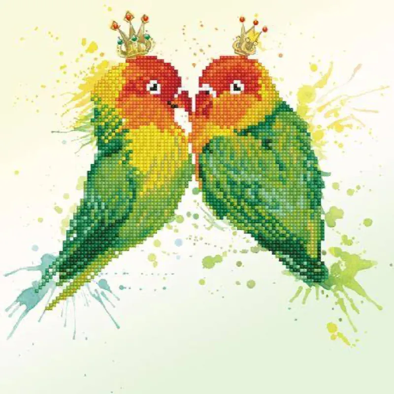 Kit broderie diamant oiseaux inséparables, 32 x 32 cm