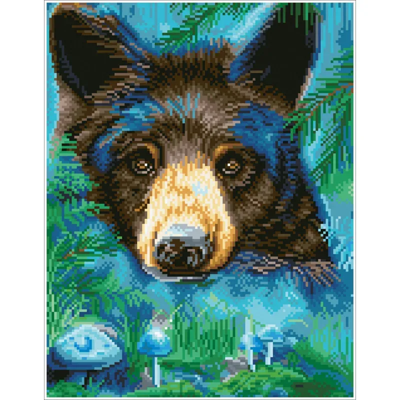Kit broderie diamant ours noir au clair de lune