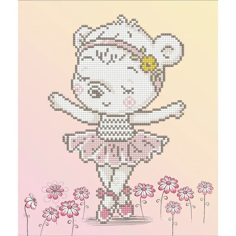 Kit broderie diamant oursonne ballerine, 27 x 32 cm