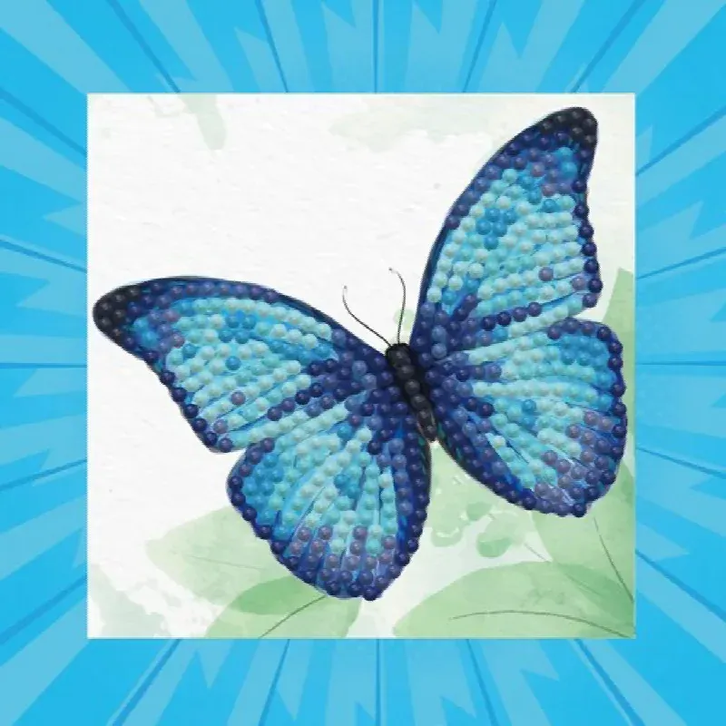 Kit broderie diamant papillon bleu, 13 x 13 cm