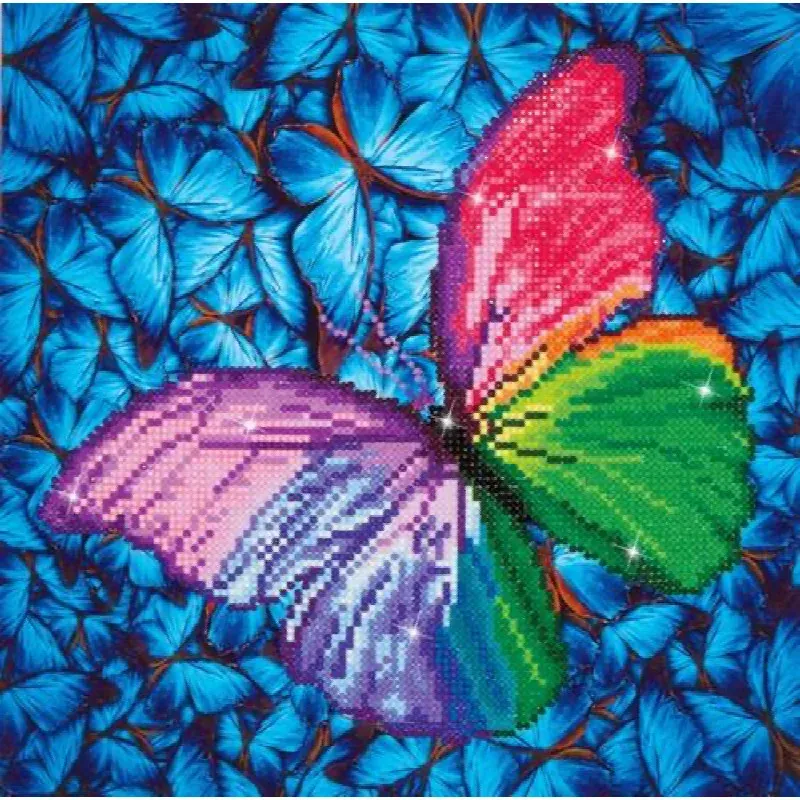 Kit broderie diamant papillon rose, 30 x 30 cm