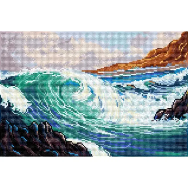 Kit broderie diamant paysage marin, 42 x 28 cm
