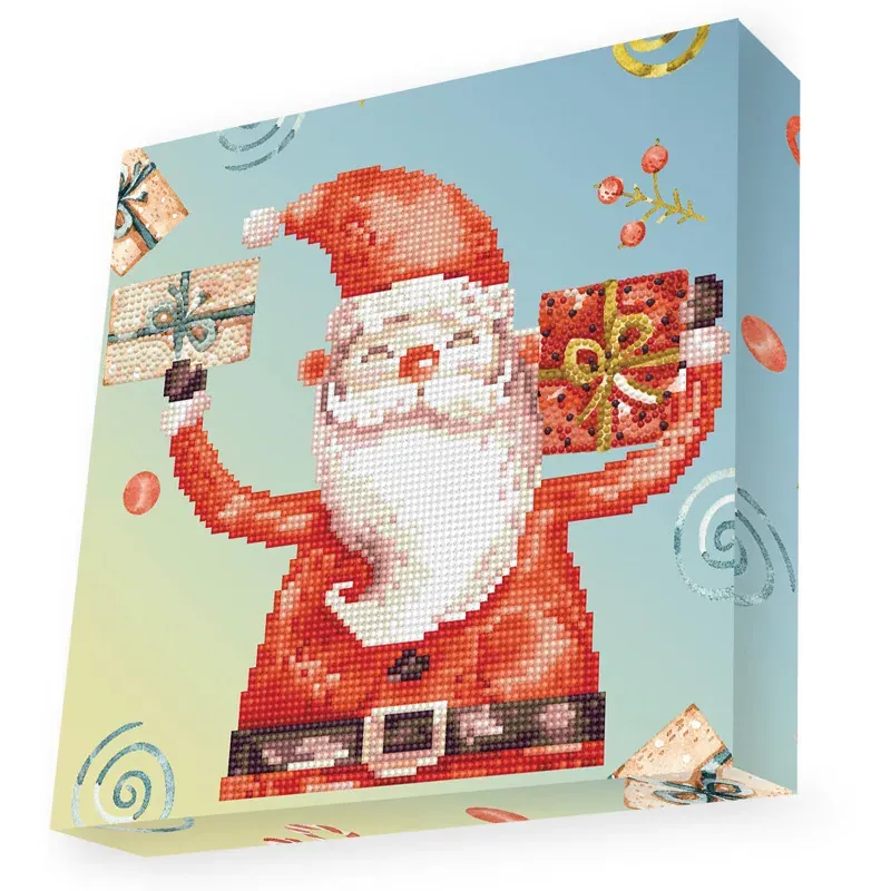 Kit broderie diamant Père Noël sur boîte, 28 x 28 cm