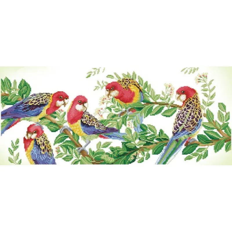 Kit broderie diamant perruches omnicolores, 37 x 87 cm