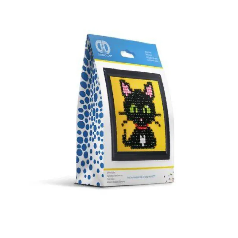 Kit broderie diamant petit chat avec cadre, 7 x 7 cm