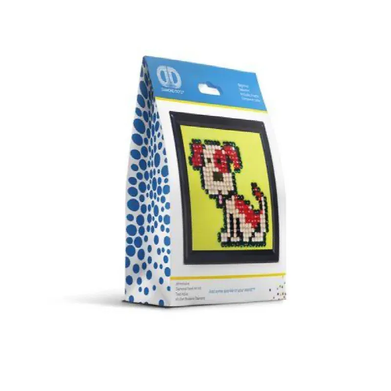 Kit broderie diamant petit chien avec cadre, 9.7 x 9.7 cm