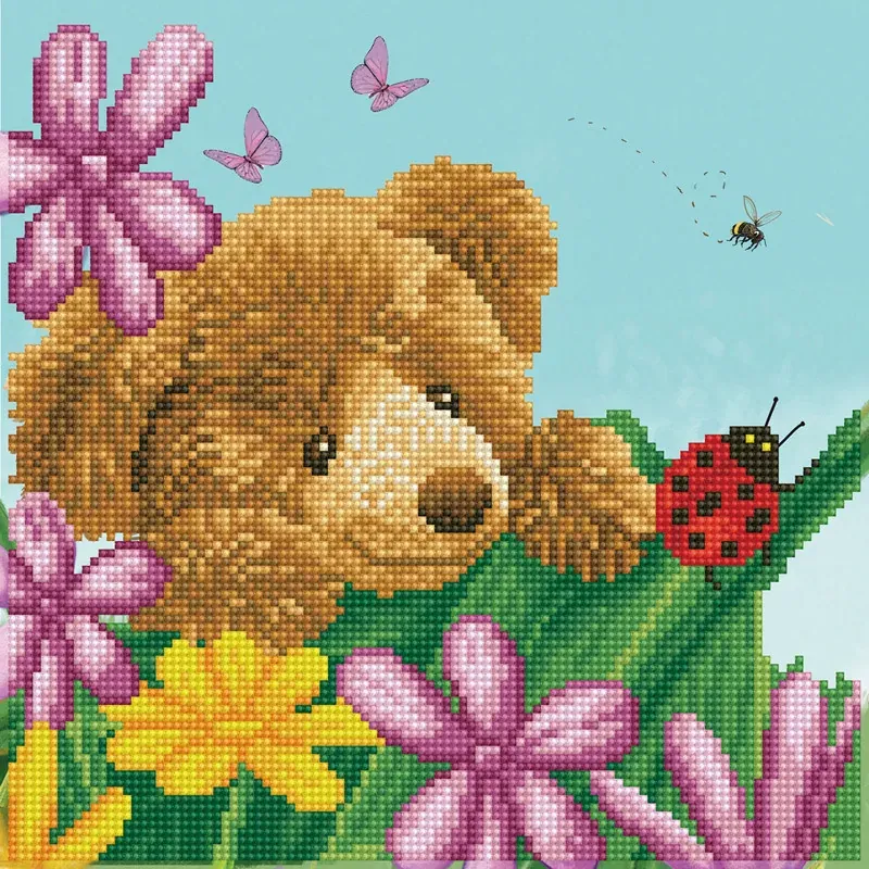 Kit broderie diamant petit ours caché, 30,5 x 30,5 cm