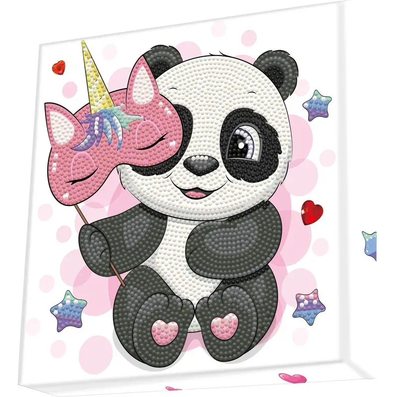 Kit broderie diamant petit panda à accrocher, 22 cm