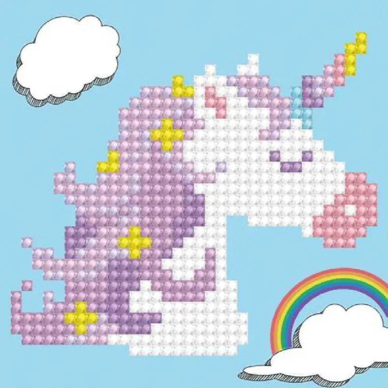 Kit broderie diamant petite licorne avec cadre, 12 x 12 cm