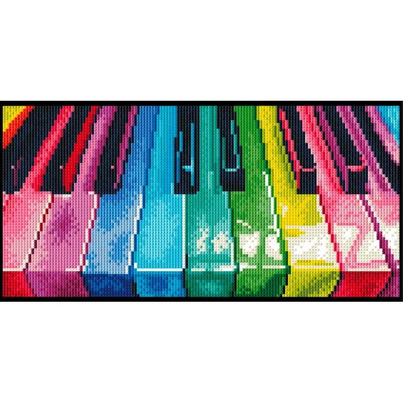 Kit broderie diamant piano arc-en-ciel, 20 x 40 cm