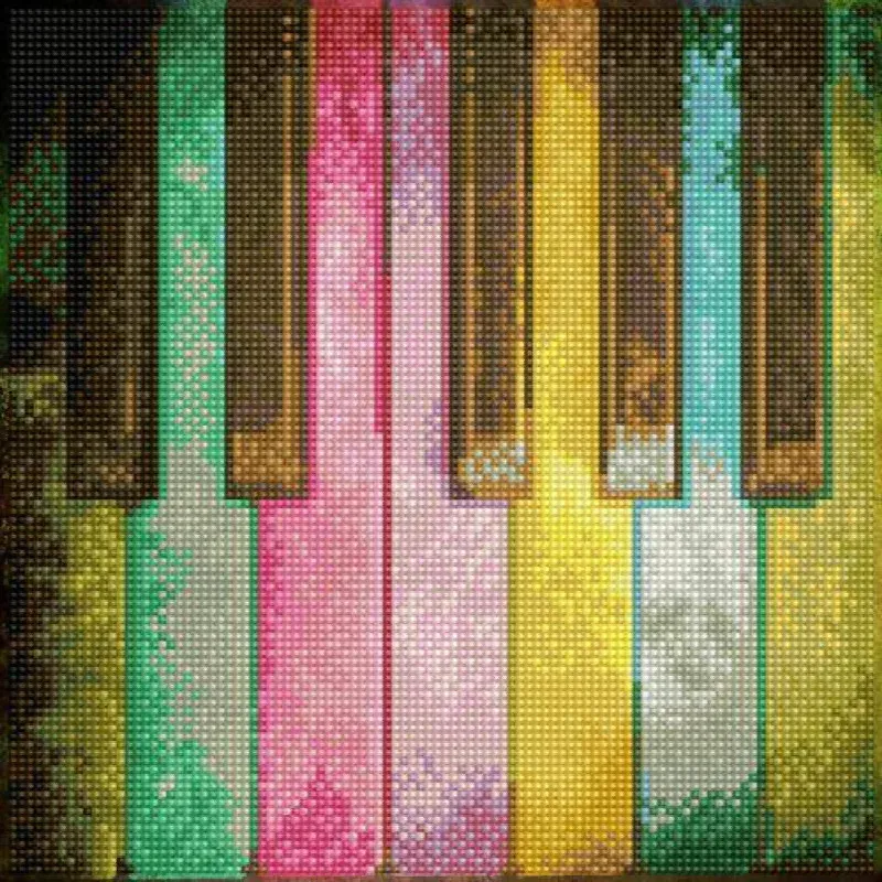 Kit broderie diamant piano arc en ciel, 30 x 30 cm