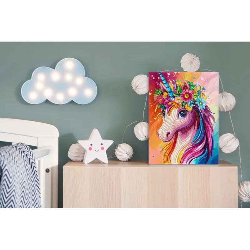 Kit broderie diamant princesse licorne, 40 x 30 cm
