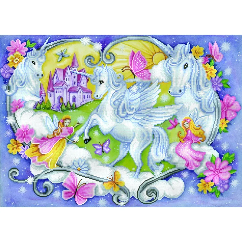 Kit broderie diamant princesse et licornes, 62 x 42 cm