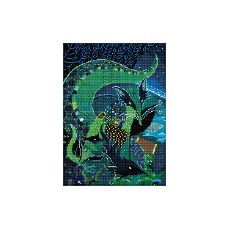 Kit broderie diamant renard en forêt, 37 x 51.5 cm