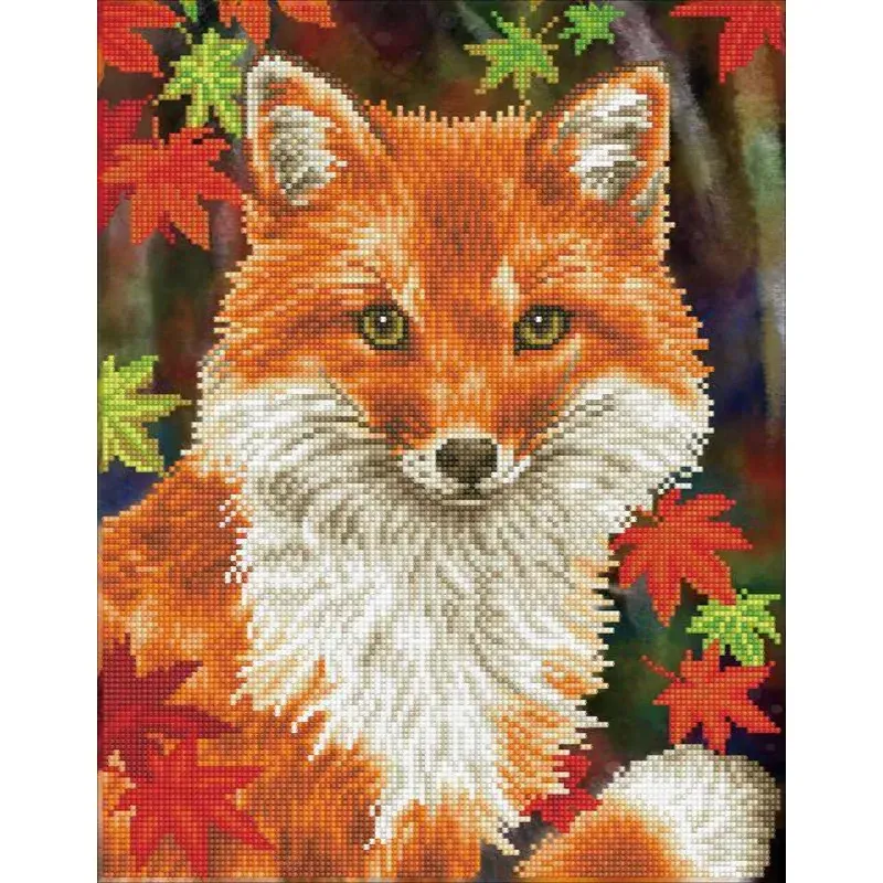 Kit broderie diamant renardeau malin, 35 x 45 cm